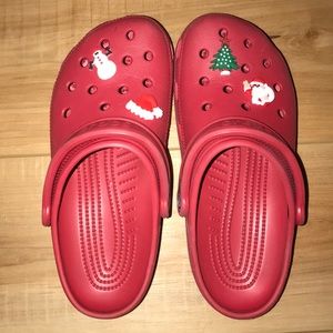 Unisex Red Crocs with Charms
